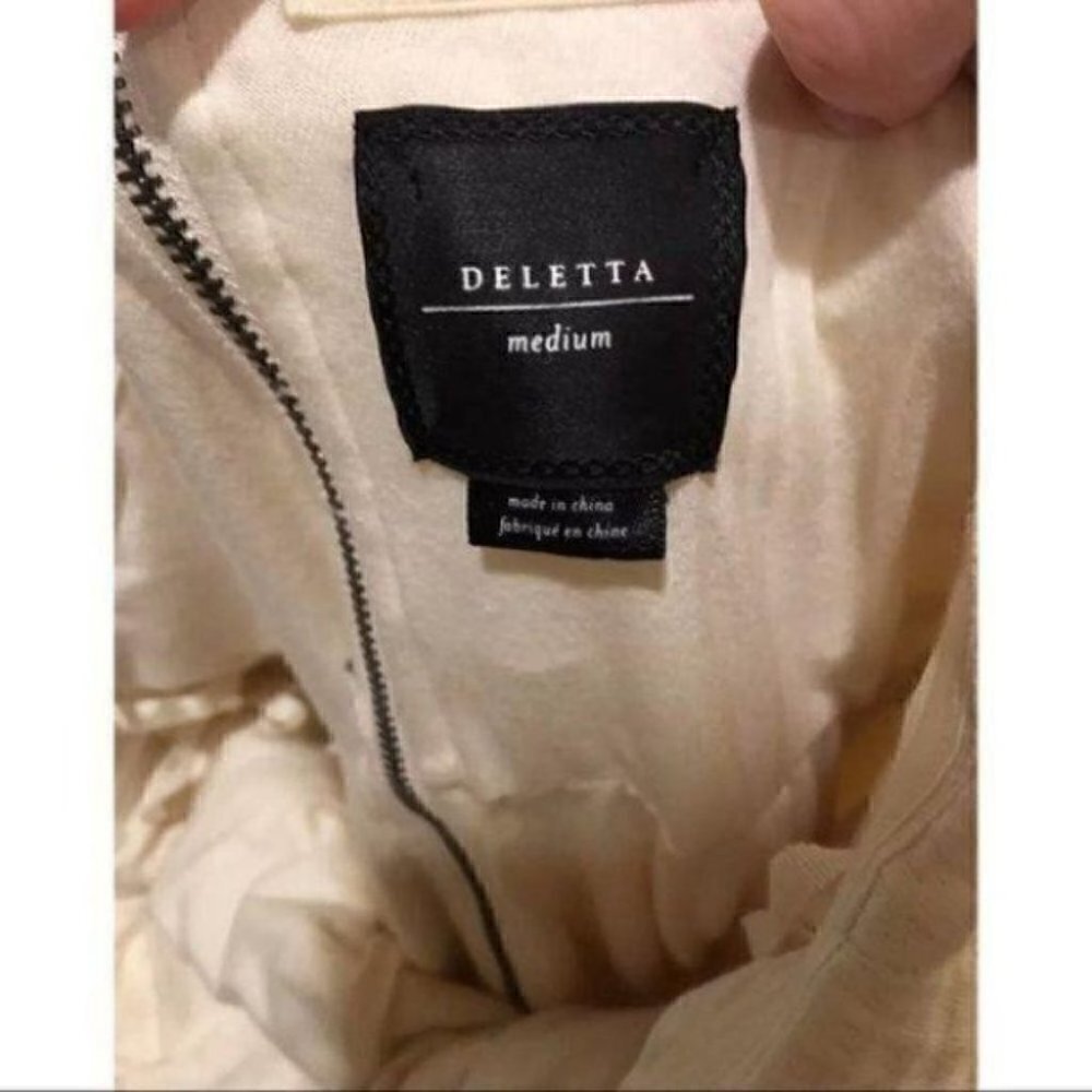 Deletta Dress Beige Black Floral Size Medium - Picture 10 of 11